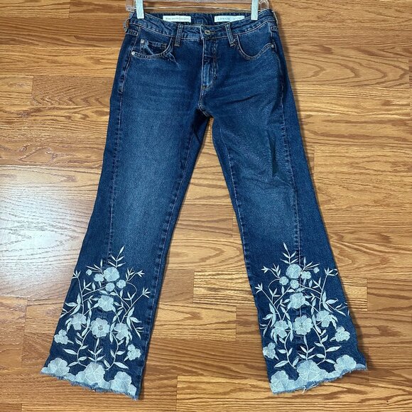 Pilcro and the Letterpress Embroidered Crop Flare Jeans Size 27 - Picture 1 of 13